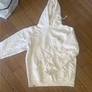 Minimal Circle Logo Cream Hoodie Sweatshirt